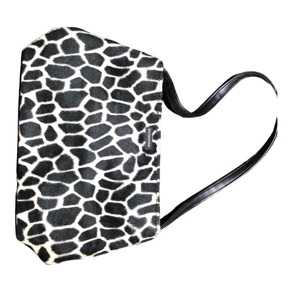 Velvet Cheetah Print Medium Shoulder Bag Women's Black/Tan